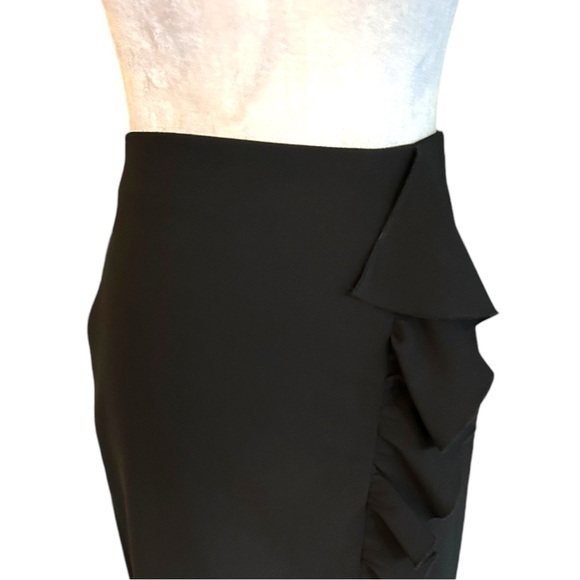 ZARA Black Ruffle Stretch Midi Pencil Skirt - S - Picture 9 of 12